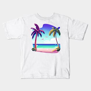 Summer lover, beach, palm trees. Kids T-Shirt